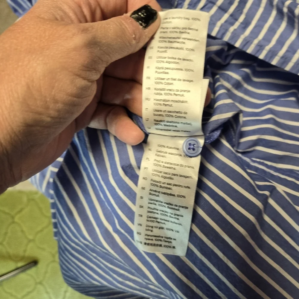 COS Voluminous Poplin Blue White Striped Balloon Oversized Long Midi Dress - Picture 9 of 16